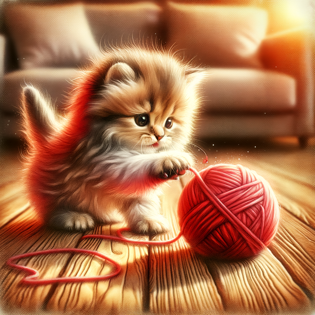 Playful Kitten with Yarn Ball